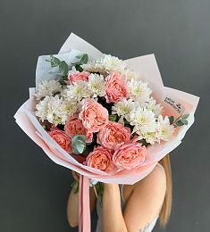 Букет "Дарлинг" с розой и хризантемой